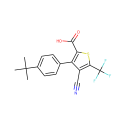 CC(C)(C)c1ccc(-c2c(C(=O)O)sc(C(F)(F)F)c2C#N)cc1 ZINC000038147735