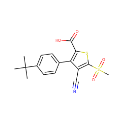 CC(C)(C)c1ccc(-c2c(C(=O)O)sc(S(C)(=O)=O)c2C#N)cc1 ZINC000038147738