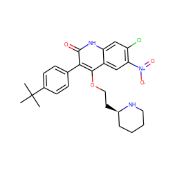 CC(C)(C)c1ccc(-c2c(OCC[C@@H]3CCCCN3)c3cc([N+](=O)[O-])c(Cl)cc3[nH]c2=O)cc1 ZINC000029466570