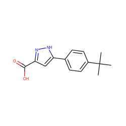 CC(C)(C)c1ccc(-c2cc(C(=O)O)n[nH]2)cc1 ZINC000006832366