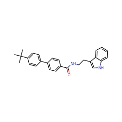 CC(C)(C)c1ccc(-c2ccc(C(=O)NCCc3c[nH]c4ccccc34)cc2)cc1 ZINC000040975560