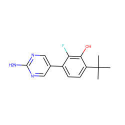 CC(C)(C)c1ccc(-c2cnc(N)nc2)c(F)c1O ZINC000224554250