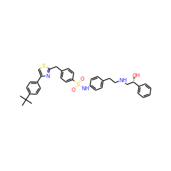 CC(C)(C)c1ccc(-c2csc(Cc3ccc(S(=O)(=O)Nc4ccc(CCNC[C@H](O)c5ccccc5)cc4)cc3)n2)cc1 ZINC000028525322