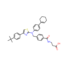 CC(C)(C)c1ccc(-c2csc(N(Cc3ccc(C(=O)NCCC(=O)O)cc3)c3ccc(C4=CCCCC4)cc3)n2)cc1 ZINC000044308075