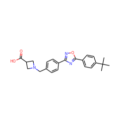 CC(C)(C)c1ccc(-c2nc(-c3ccc(CN4CC(C(=O)O)C4)cc3)no2)cc1 ZINC000013673880