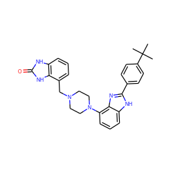 CC(C)(C)c1ccc(-c2nc3c(N4CCN(Cc5cccc6[nH]c(=O)[nH]c56)CC4)cccc3[nH]2)cc1 ZINC000040392695