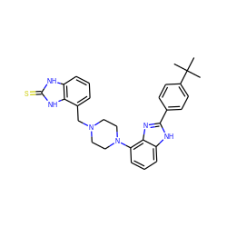 CC(C)(C)c1ccc(-c2nc3c(N4CCN(Cc5cccc6[nH]c(=S)[nH]c56)CC4)cccc3[nH]2)cc1 ZINC000040863391