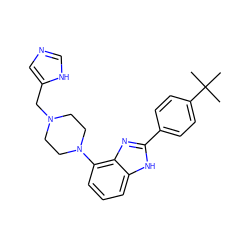 CC(C)(C)c1ccc(-c2nc3c(N4CCN(Cc5cnc[nH]5)CC4)cccc3[nH]2)cc1 ZINC000035943431