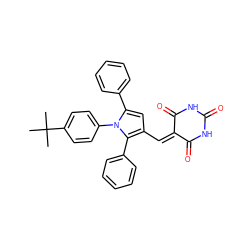 CC(C)(C)c1ccc(-n2c(-c3ccccc3)cc(C=C3C(=O)NC(=O)NC3=O)c2-c2ccccc2)cc1 ZINC000169330160
