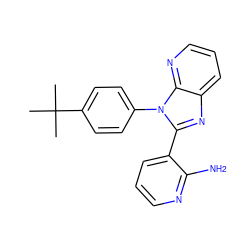 CC(C)(C)c1ccc(-n2c(-c3cccnc3N)nc3cccnc32)cc1 ZINC000095573416
