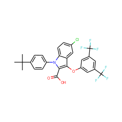 CC(C)(C)c1ccc(-n2c(C(=O)O)c(Oc3cc(C(F)(F)F)cc(C(F)(F)F)c3)c3cc(Cl)ccc32)cc1 ZINC000028528484