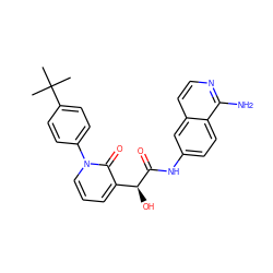 CC(C)(C)c1ccc(-n2cccc([C@H](O)C(=O)Nc3ccc4c(N)nccc4c3)c2=O)cc1 ZINC000207098269