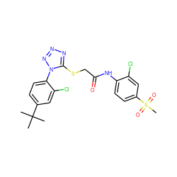 CC(C)(C)c1ccc(-n2nnnc2SCC(=O)Nc2ccc(S(C)(=O)=O)cc2Cl)c(Cl)c1 ZINC000003960581