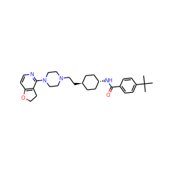 CC(C)(C)c1ccc(C(=O)N[C@H]2CC[C@H](CCN3CCN(c4nccc5c4CCO5)CC3)CC2)cc1 ZINC000261193297