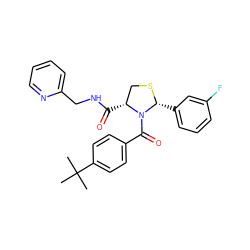 CC(C)(C)c1ccc(C(=O)N2[C@H](C(=O)NCc3ccccn3)CS[C@@H]2c2cccc(F)c2)cc1 ZINC000034705106