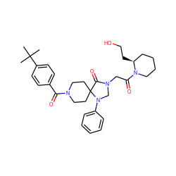 CC(C)(C)c1ccc(C(=O)N2CCC3(CC2)C(=O)N(CC(=O)N2CCCC[C@@H]2CCO)CN3c2ccccc2)cc1 ZINC000066251764