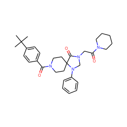 CC(C)(C)c1ccc(C(=O)N2CCC3(CC2)C(=O)N(CC(=O)N2CCCCC2)CN3c2ccccc2)cc1 ZINC000016612613