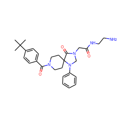 CC(C)(C)c1ccc(C(=O)N2CCC3(CC2)C(=O)N(CC(=O)NCCN)CN3c2ccccc2)cc1 ZINC000066260020