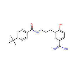 CC(C)(C)c1ccc(C(=O)NCCCc2cc(C(=N)N)ccc2O)cc1 ZINC000026294564