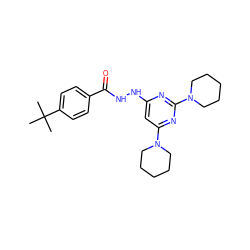 CC(C)(C)c1ccc(C(=O)NNc2cc(N3CCCCC3)nc(N3CCCCC3)n2)cc1 ZINC000006075357