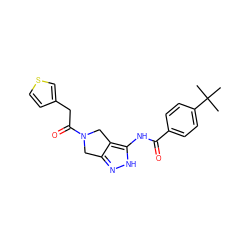 CC(C)(C)c1ccc(C(=O)Nc2[nH]nc3c2CN(C(=O)Cc2ccsc2)C3)cc1 ZINC000028475362