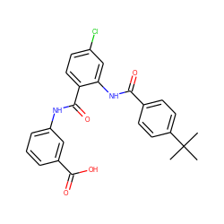 CC(C)(C)c1ccc(C(=O)Nc2cc(Cl)ccc2C(=O)Nc2cccc(C(=O)O)c2)cc1 ZINC000299823374