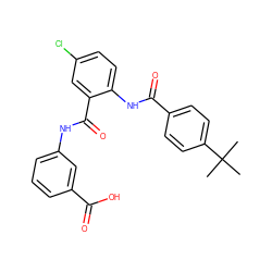 CC(C)(C)c1ccc(C(=O)Nc2ccc(Cl)cc2C(=O)Nc2cccc(C(=O)O)c2)cc1 ZINC000299823077