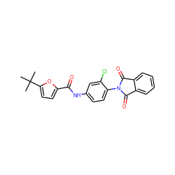 CC(C)(C)c1ccc(C(=O)Nc2ccc(N3C(=O)c4ccccc4C3=O)c(Cl)c2)o1 ZINC000473158147