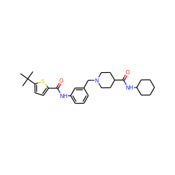 CC(C)(C)c1ccc(C(=O)Nc2cccc(CN3CCC(C(=O)NC4CCCCC4)CC3)c2)s1 ZINC001772576232