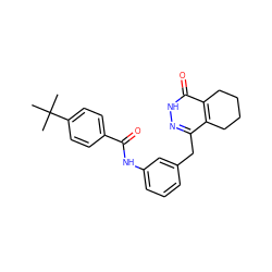 CC(C)(C)c1ccc(C(=O)Nc2cccc(Cc3n[nH]c(=O)c4c3CCCC4)c2)cc1 ZINC000167830088