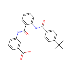 CC(C)(C)c1ccc(C(=O)Nc2ccccc2C(=O)Nc2cccc(C(=O)O)c2)cc1 ZINC000299824572