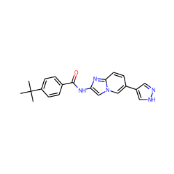 CC(C)(C)c1ccc(C(=O)Nc2cn3cc(-c4cn[nH]c4)ccc3n2)cc1 ZINC000095920972