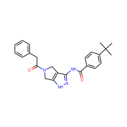 CC(C)(C)c1ccc(C(=O)Nc2n[nH]c3c2CN(C(=O)Cc2ccccc2)C3)cc1 ZINC000013643141