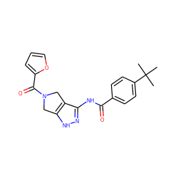 CC(C)(C)c1ccc(C(=O)Nc2n[nH]c3c2CN(C(=O)c2ccco2)C3)cc1 ZINC000013643139