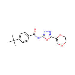 CC(C)(C)c1ccc(C(=O)Nc2nnc(C3=COCCO3)o2)cc1 ZINC000004264462