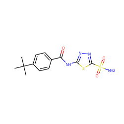 CC(C)(C)c1ccc(C(=O)Nc2nnc(S(N)(=O)=O)s2)cc1 ZINC000013684135