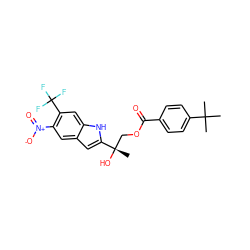 CC(C)(C)c1ccc(C(=O)OC[C@](C)(O)c2cc3cc([N+](=O)[O-])c(C(F)(F)F)cc3[nH]2)cc1 ZINC000034801524