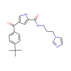 CC(C)(C)c1ccc(C(=O)c2c[nH]c(C(=O)NCCCn3ccnc3)c2)cc1 ZINC000004024369