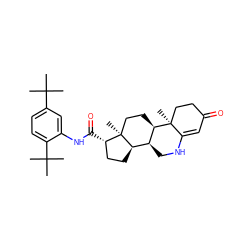 CC(C)(C)c1ccc(C(C)(C)C)c(NC(=O)[C@H]2CC[C@@H]3[C@@H]4CNC5=CC(=O)CC[C@]5(C)[C@@H]4CC[C@]23C)c1 ZINC000026578034