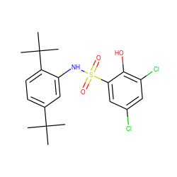 CC(C)(C)c1ccc(C(C)(C)C)c(NS(=O)(=O)c2cc(Cl)cc(Cl)c2O)c1 ZINC000028951307