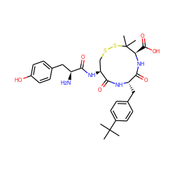 CC(C)(C)c1ccc(C[C@@H]2NC(=O)[C@@H](NC(=O)[C@@H](N)Cc3ccc(O)cc3)CSSC(C)(C)[C@@H](C(=O)O)NC2=O)cc1 ZINC000029326659
