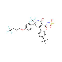 CC(C)(C)c1ccc(C2=C(C(=O)NS(C)(=O)=O)C(=O)N[C@@](c3ccc(OCCCC(F)(F)F)cc3)(C(F)(F)F)C2)cc1 ZINC001772640387