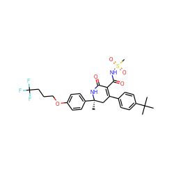 CC(C)(C)c1ccc(C2=C(C(=O)NS(C)(=O)=O)C(=O)N[C@](C)(c3ccc(OCCCC(F)(F)F)cc3)C2)cc1 ZINC001772621060