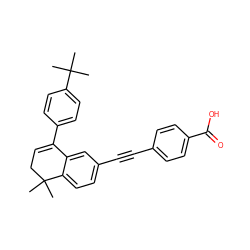 CC(C)(C)c1ccc(C2=CCC(C)(C)c3ccc(C#Cc4ccc(C(=O)O)cc4)cc32)cc1 ZINC000027646416