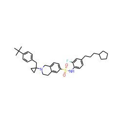 CC(C)(C)c1ccc(CC2(N3CCc4cc(S(=O)(=O)Nc5ccc(CCCC6CCCC6)cc5F)ccc4C3)CC2)cc1 ZINC000224830347