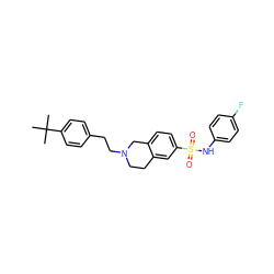 CC(C)(C)c1ccc(CCN2CCc3cc(S(=O)(=O)Nc4ccc(F)cc4)ccc3C2)cc1 ZINC000224829435