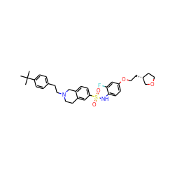 CC(C)(C)c1ccc(CCN2CCc3cc(S(=O)(=O)Nc4ccc(OCC[C@@H]5CCOC5)cc4F)ccc3C2)cc1 ZINC000220167430