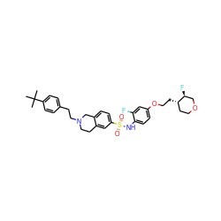 CC(C)(C)c1ccc(CCN2CCc3cc(S(=O)(=O)Nc4ccc(OCC[C@H]5CCOC[C@@H]5F)cc4F)ccc3C2)cc1 ZINC000261162190