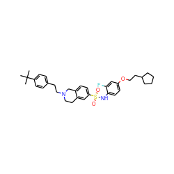 CC(C)(C)c1ccc(CCN2CCc3cc(S(=O)(=O)Nc4ccc(OCCC5CCCC5)cc4F)ccc3C2)cc1 ZINC000220177309