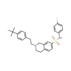 CC(C)(C)c1ccc(CCN2CCc3ccc(S(=O)(=O)Nc4ccc(F)cc4)cc3C2)cc1 ZINC000220167770